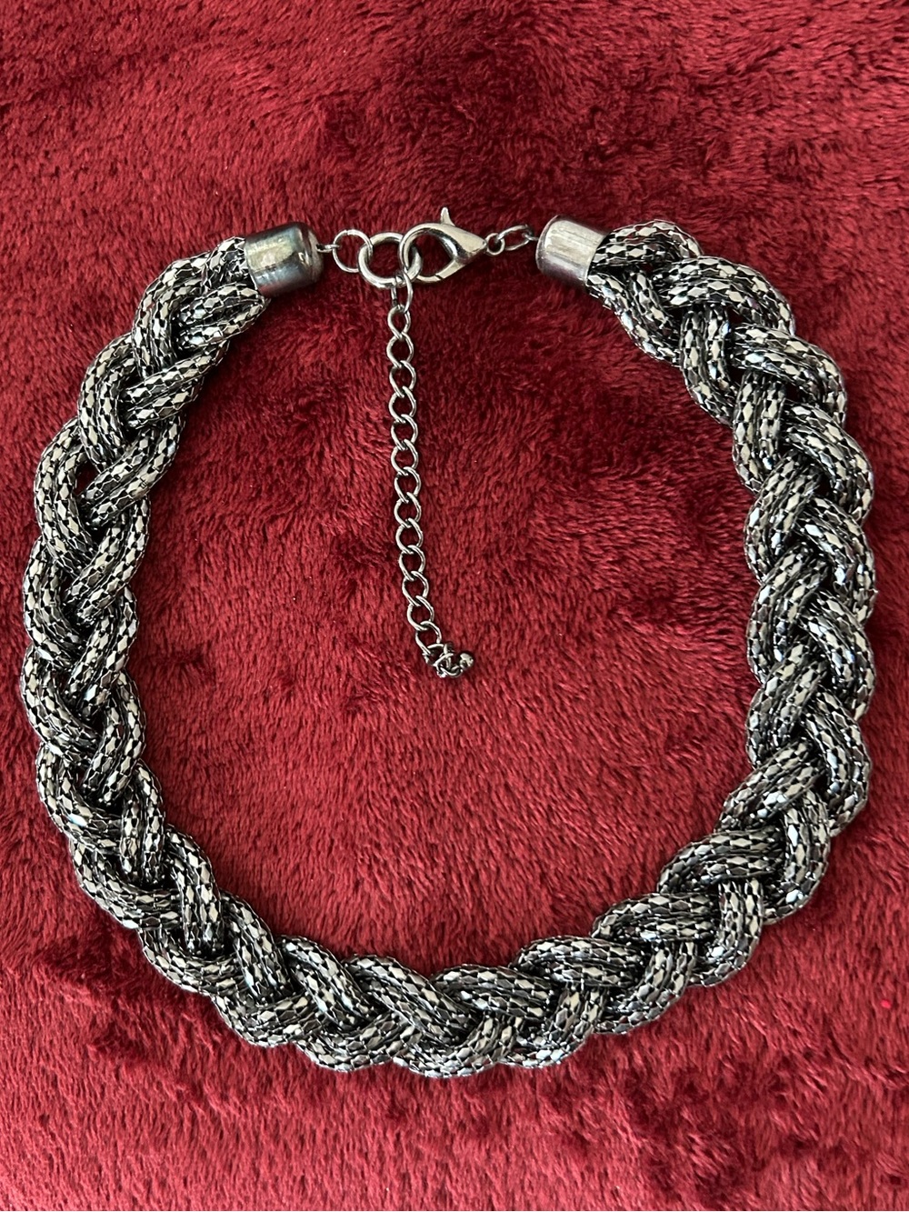 Braided Silver-Tone Statement Necklace